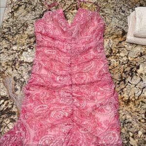 NSR Pink Paisley Midi Dress